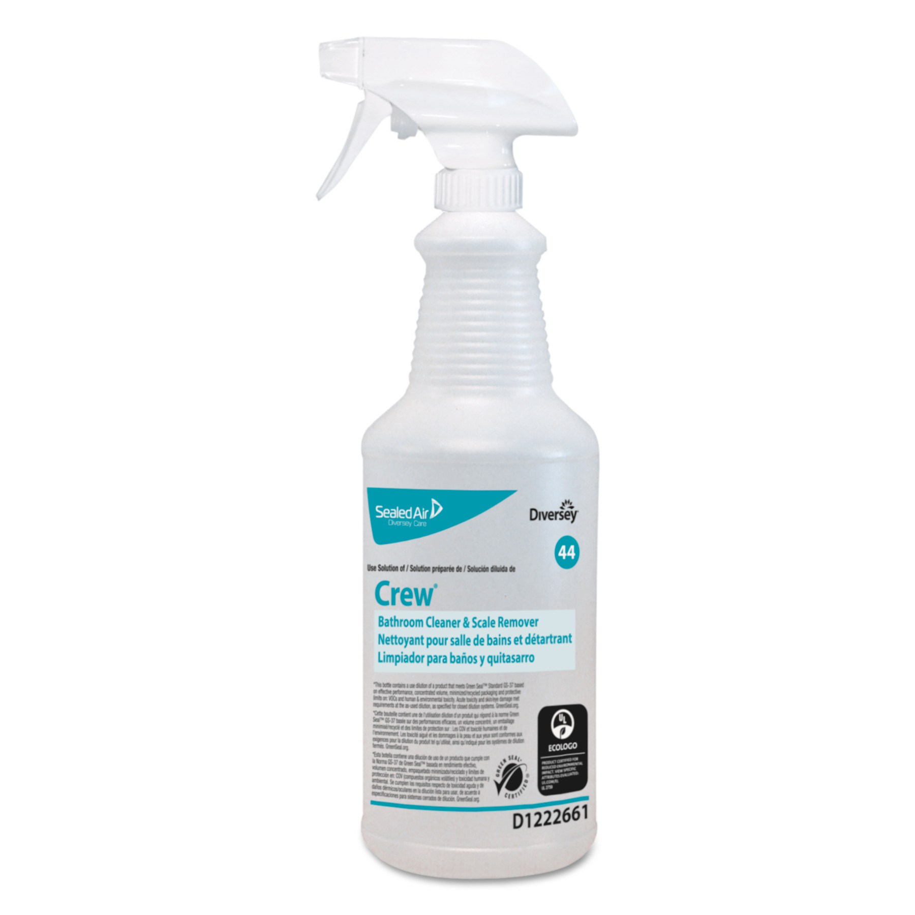 Diversey Crew Bathroom Cleaner & Scale Remover Spray Bottle, 32 oz, 12