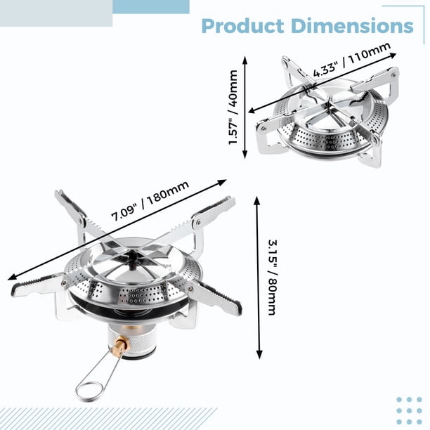 Mini Réchaud De Camping Pliable – Alliage Alu + Inox, Allumage Piézo, Ultraléger 108g, Argent