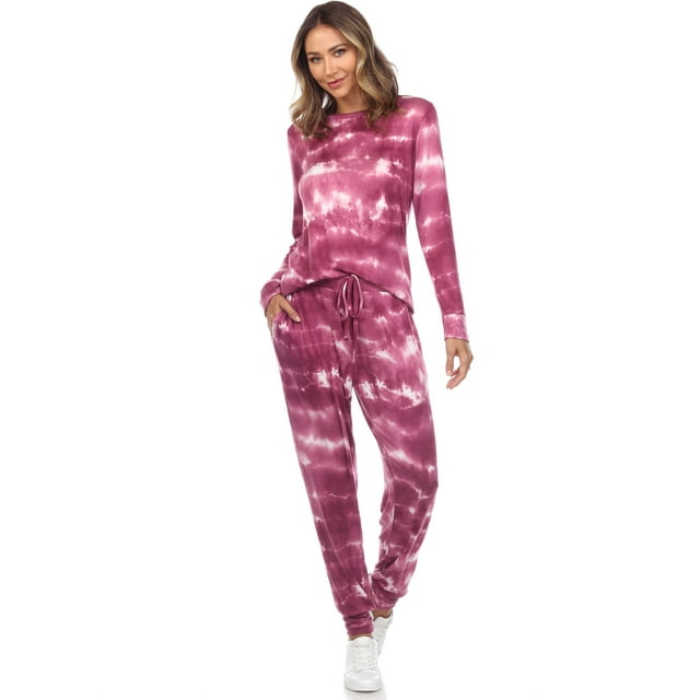 White Mark Ensemble de Pyjama de Détente pour Femmes 2 Pcs, Doux, Chandail à Manches Longues et Pantalon Jogger