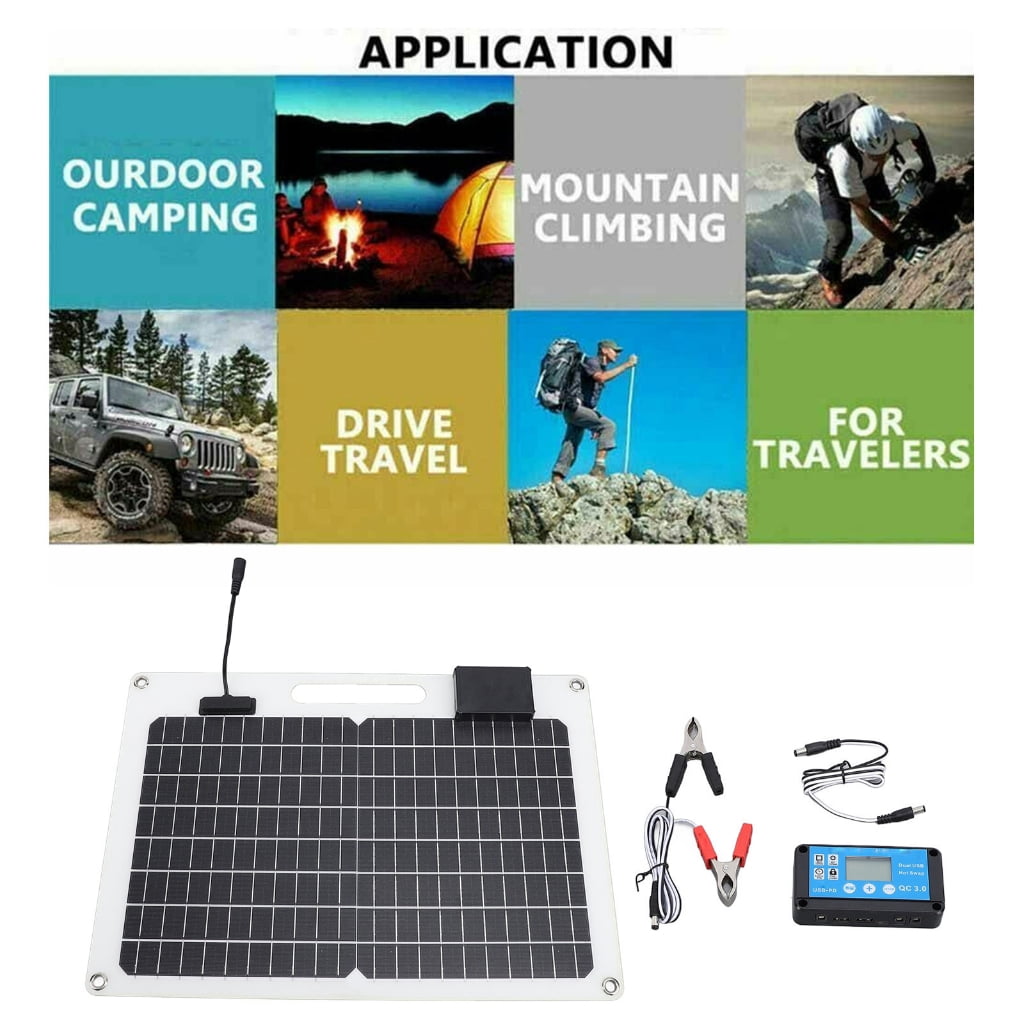 100W Solar Panel Car Charger For Vehicles Double Voltages Output USB Port