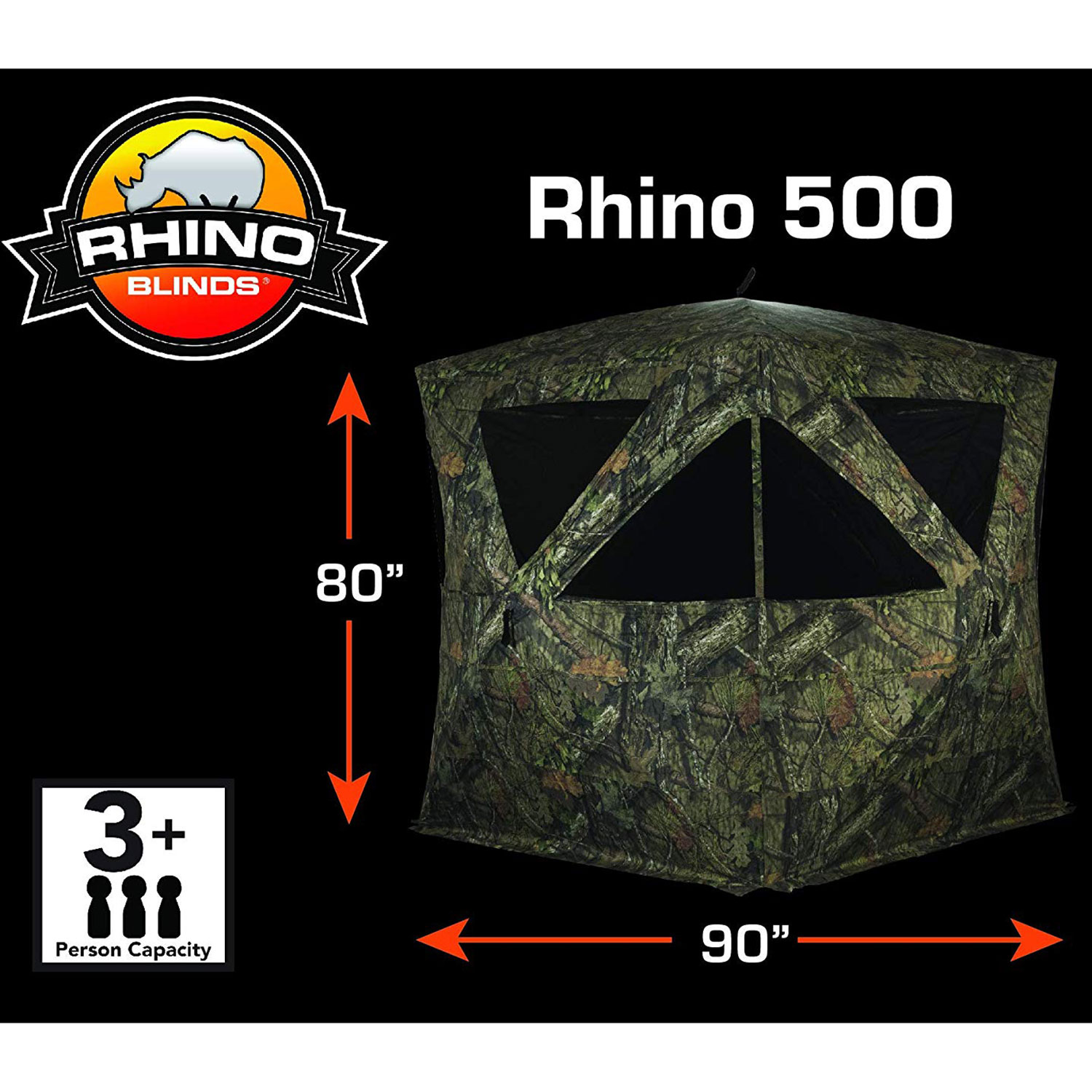 Rhino Blinds R500-RTE RealTree Edge 3 to 4 Person Hunting Ground Blind, RealTree