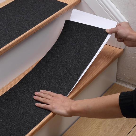 5pcs Strong-Adhesive PVC Frosted Waterproof Anti-Slip Stair Tape - Wear-Resistant Reflective Sticker for Step Floor Safety, Perfect Year of the Horse & Home Necessity, 3.9*24in, Black-A