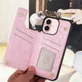 thumbnail image 3 of For iPhone 16 Case with Card Holder, Stylish Flower with Glitter Bling Rhinestone Stand Shockproof Slim Fit Bumper Wallet Case for Apple iPhone 16, Flower, 3 of 7