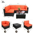 thumbnail image 2 of 5 Pcs Orange Patio Sofa PE Rattan Outdoor Wicker Patio Conversation Set by LAZYLAND, 2 of 5