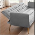 thumbnail image 2 of Morden Velvet Futon Sofa Bed for Living Room, Convertible 3 Adjustable Couch Loveseat with Metal Leg, 2 of 7