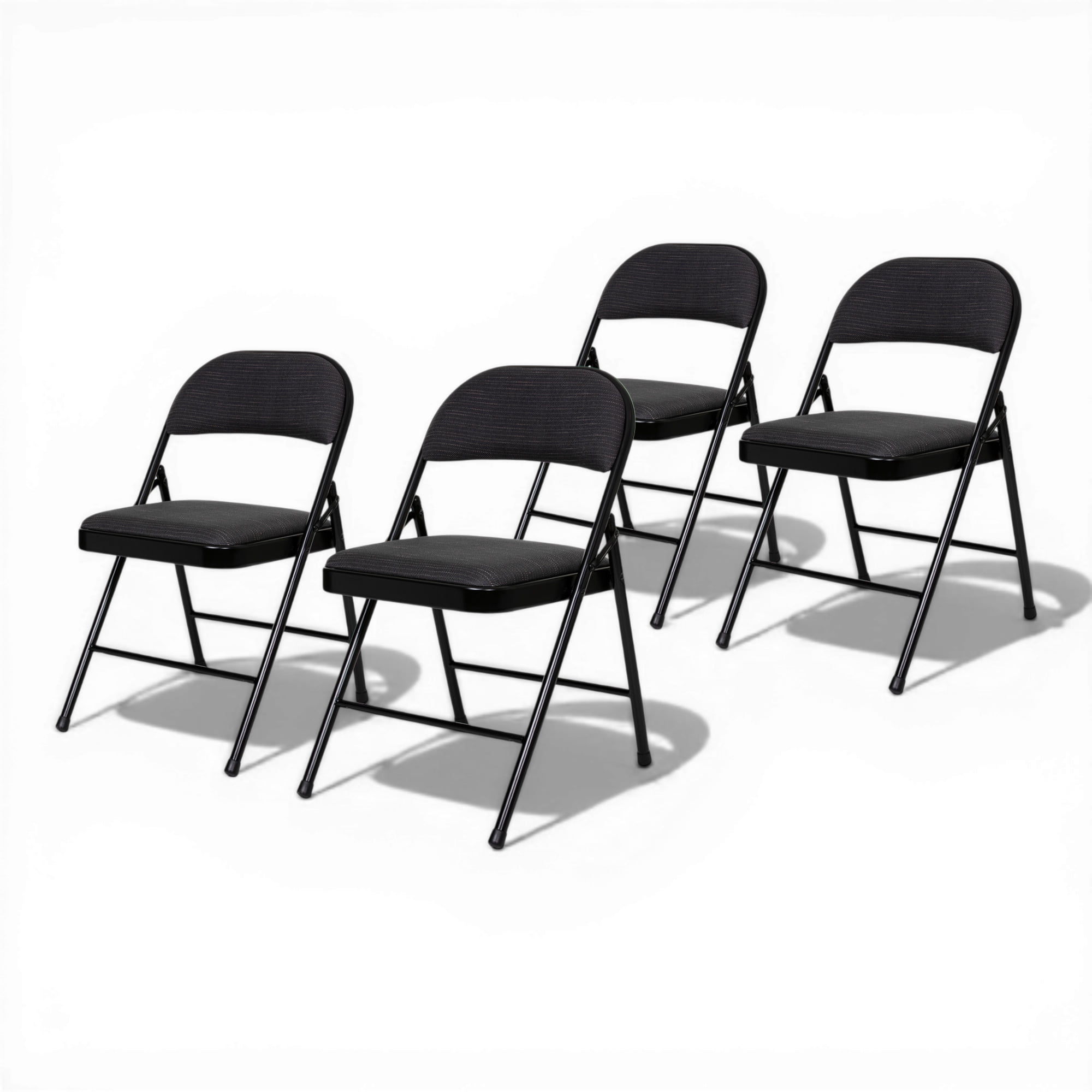 Hampden Furnishings Bernadine Collection Basics Fabric Folding Chair, Black, Pack of 4