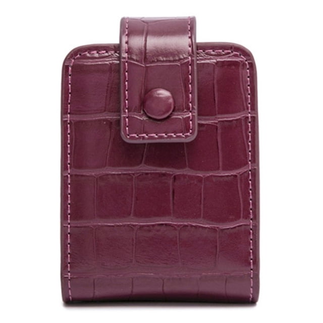 DEBGFS PU Lipstick Case with Mirror Mini Makeup Cosmetic Pouch Buckle Closure,winered
