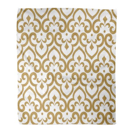 SIDONKU Throw Blanket Warm Cozy Print Flannel Artistic Abstract Pattern in Style Graphic Modern White and Gold East Comfortable Soft for Bed Sofa and Couch 58x80 Inches