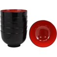 thumbnail image 4 of Pack Of 10 Japanese Black Red Lacquer Copolymer Plastic Large Ramen Bowls 38oz, 4 of 6