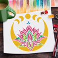 thumbnail image 5 of Lotus Flower Stencil 11.8x11.8 inch Moon Phase Drawing Painting Stencils Plastic Moon Flower Pattern Stencil Template Large Reusable Stencils for Painting on Wood Wall Home Decor, 5 of 6