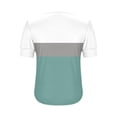 thumbnail image 2 of Lmnyox V Neck Shirt Womens Casual Fashion Short Sleeve Print T Shirt Color Block Trendy Loose Blouses Summer Tops, 2 of 7
