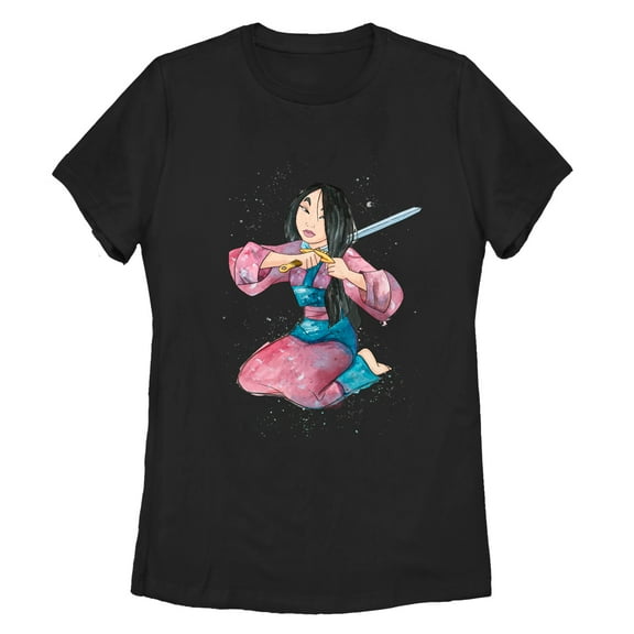Women's Mulan Warrior Hair Graphic Tee Black 2X Large