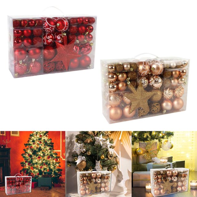 100 Piezas De Bolas De Decoración De árbol De Navidad Para Adorno De Fiesta En +100pcs Navidad árbol Decoración Bola Para Adornos Fiesta De Fiesta Aureato rojo y rosa Fernando none