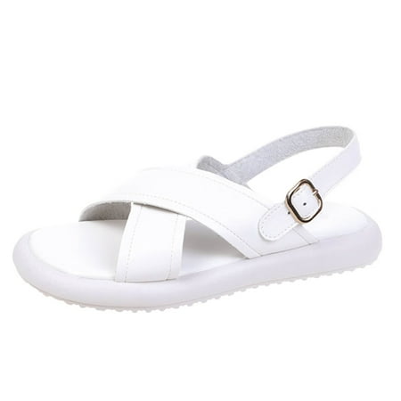 

sandals for Women Fashion Summer Women Slippers Indoor And Outdoor Flat Bottom Lightweight Bow Beach Leisure PU Dress Sandals for Women White
