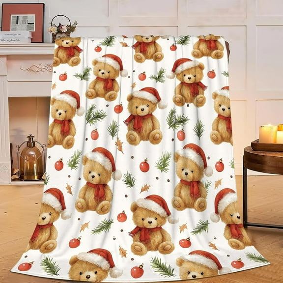Christmas Bear Blanket – Festive Winter Throw for Holiday Decor, Cozy Christmas Aesthetic Blanket