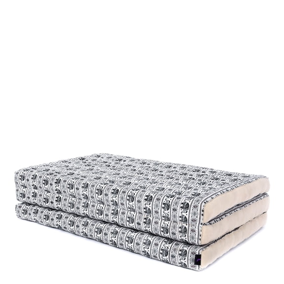 Leewadee Trifold Mattress XL – Comfortable Thai Massage Pad, Foldable Relaxation Floor Mattress Filled with Kapok, Perfect to Use as a Sleeping Mat , Blue White