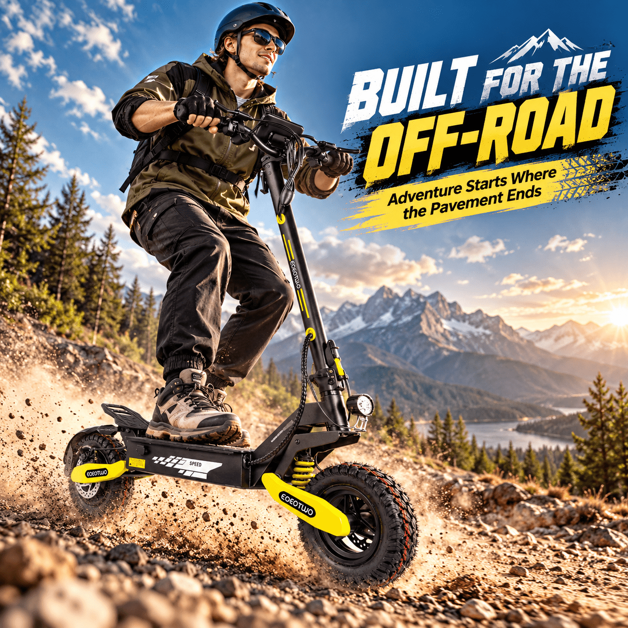 EOEOTWO Electric Scooter for Adults, 1200W Motor Up to 30MPH, 48V 23.4Ah Battery 40 Miles Range, 11" Off-Road Tires E-Scooter with Full Suspension UL2272