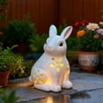 thumbnail image 5 of FYHALE Easter Solar Bunny Figurine Creatives Hollow Out Light Up Bunny Festive Decorative Lighted Ornament, 5 of 6