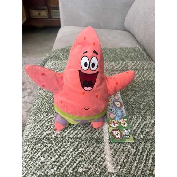 Ty Beanie Buddy Spongebob Squarepants PATRICK STAR 10" Plush New No Ty Hang Tag (With Animal Stickers)