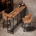 thumbnail image 6 of Sleek Brown Single Bar Table High Density MDF Top Heavy Duty Iron Frame Adjustable Feet Waterproof Scratch Resistant for Home Bar Kitchen Island Small Apartment, 6 of 6