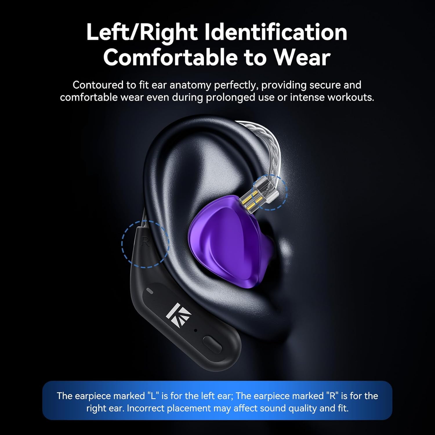 KBEAR BT15 PRO Bluetooth 5.4 Module Wireless Ear Hook Headphones for Sport HIFI Wide Compatibility Earphone Cable for KBEAR KS1 KS2 CCZ Melody DC02 DC03 Earbuds KZ ZS10 PRO ZST IEM(2pin 0.78mm)