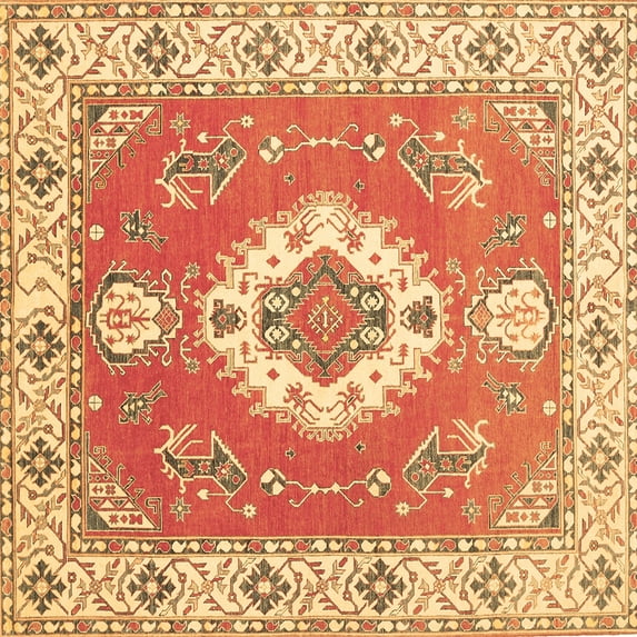 Ahgly Company Indoor Square Medallion Brown Traditional Area Rugs, 5' Square