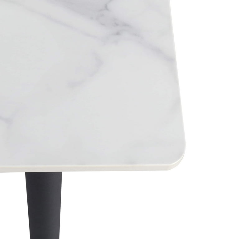 Marble Dining Table 47.2 in Rectangle Dining Table, White Marble Dining Table 47.2 in Rectangle Dining Table, White