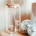 thumbnail image 6 of Fusion Coquette Cute Pink Bow Glass Cups with Lids and Straws, Aesthetic Iced Coffee Cup, Girly Preppy Design Tumbler Mug, Birthday Valentines Christmas Gifts for Women, Teen Girl Gifts Trendy Stuff, 6 of 6