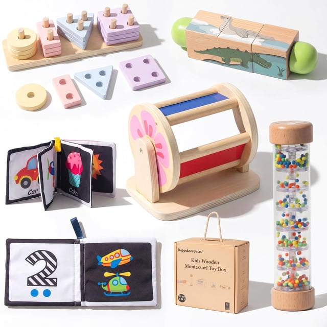 Juguetes de madera Montessori WOODENFUN – Set de aprendizaje 6 en 1