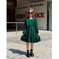 thumbnail image 4 of Arshiner Girl's Dress Vintage A-Line Long Sleeve Ruffle Swing Casual Velvet Dress with Pockets, 4 of 9