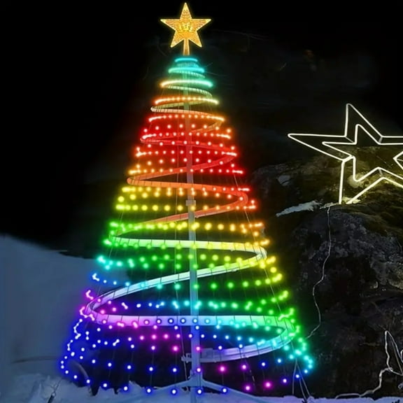 ValHome 6.6FT Smart RGB Christmas Tree Lights Christmas Decorations Outdoor Indoor - 78.7" Star Topper Remote-Controlled Color-Changing LED Pixel Strip with , 16 Lighting Modes & Memory Function