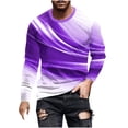 thumbnail image 1 of Blusas y camisas de manga larga con cuello redondo para hombre, blusa informal de manga larga con cuello redondo y estampado de rayas, blusa de poliéster para hombre, 1 of 4