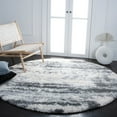 thumbnail image 3 of SAFAVIEH Fontana Data Abstract Shag Area Rug, Grey/Ivory, 5'3" x 5'3" Round, 3 of 9