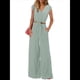thumbnail image 3 of Conjunto de Chándal Informal de Verano de 2 Piezas para Mujer, con Cuello en V, Corta, Cinturón y Pantalones Anchos, 2025 Verde S, 3 of 8