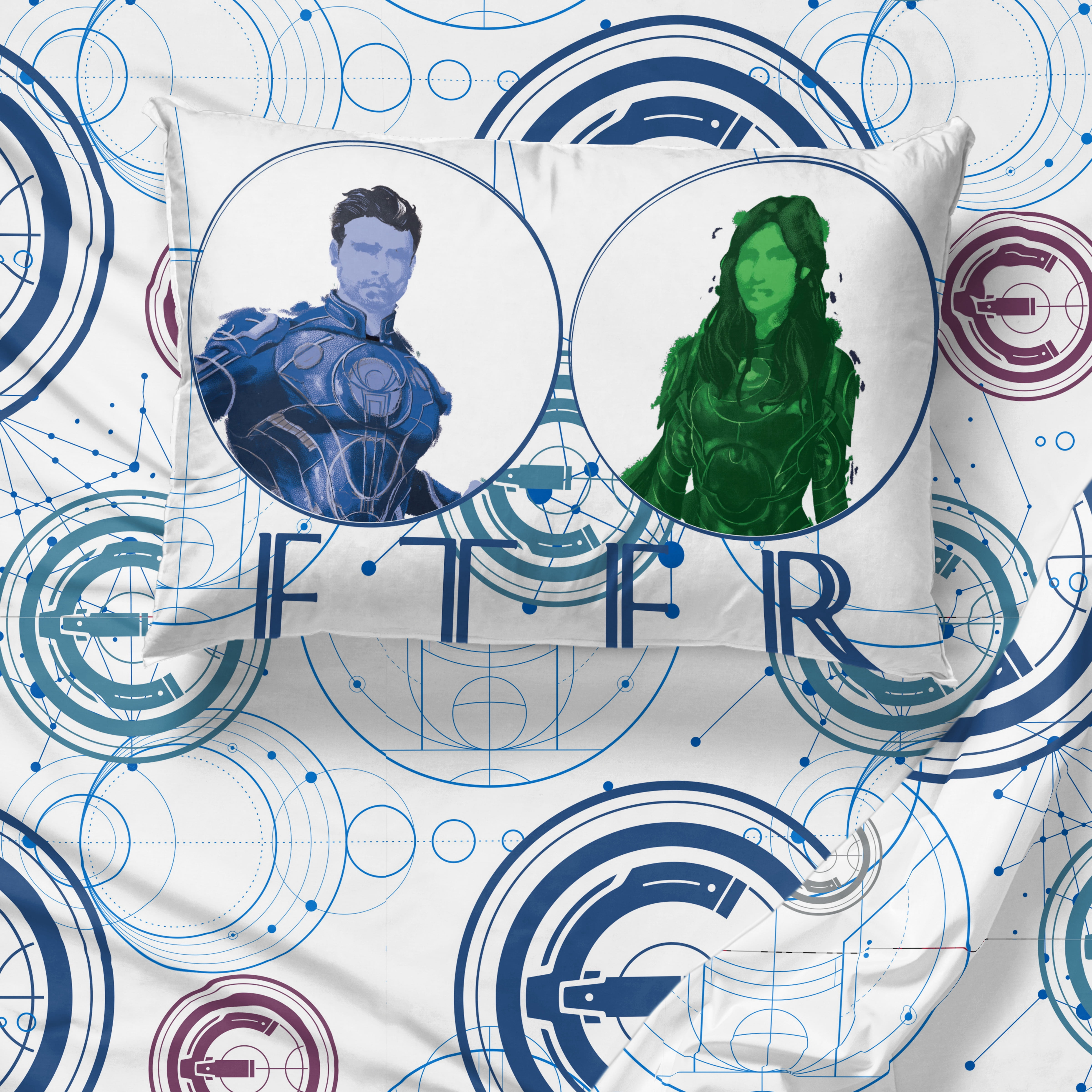 Marvel Eternals Space Force 7-Piece Full Size Kids Bed Set – Superhero Bedding for Young Fans