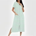 thumbnail image 2 of Fewfanhot Women's Long Robe with Zipper Knit Cardigan Housecoat Soft Bathrobe with Pockets, Cozy Full-Length Loungewear Dress, 2 of 7