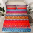 thumbnail image 2 of Feelyou Vintage Aztec Triangle Full Size Sheets for Women, Red Blue Abstract Bed Sheets, Western Bohemian Style Sheet Sets, Luxury Bedroom Decor, 4pcs, 2 of 7