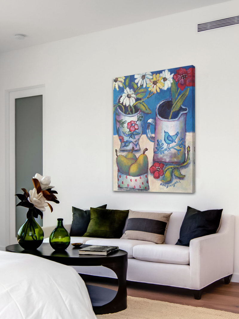Marmont Hill "Des Fleurs Et Poires" Painting Print on Canvas
