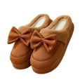 thumbnail image 2 of KANG Cozy Winter Slippers With Bow Detail Soft Fleece Lined Shoes For Indoor Comfort And Warmth Sole, 2 of 8