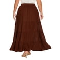 thumbnail image 3 of Beautybatik Brown Women Boho Gypsy Summer Elastic Waist Renaissance Maxi Flowy Long Tiered Plus Size Skirt XL, 3 of 5