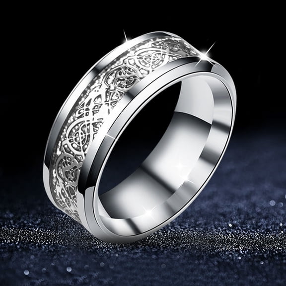 KDSJSXW Gold Filled Ring Titanium Steel Dragon Ring With Silver Golden Dragon Stainless Steel Ring Gold Ring Sterling Silver Rings Gold Filled Ring(Silver,9)