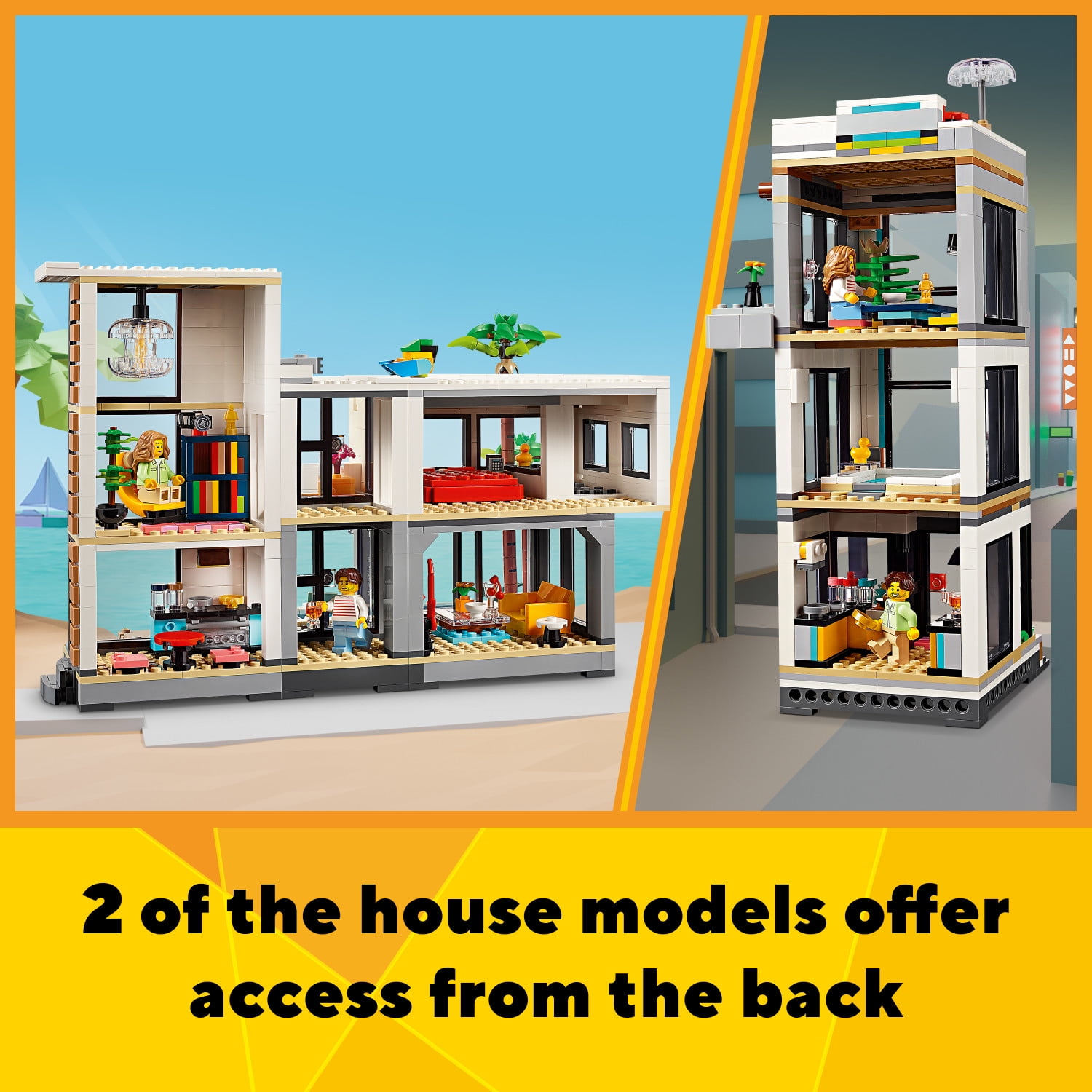 LEGO Creator 3 in 1 Modern House Toy to 3-Story City Building to Forest Cabin, Model House Playset for Kids, Art Building Sets, Gift Idea for Boys and Girls Aged 9 and Up, 31153