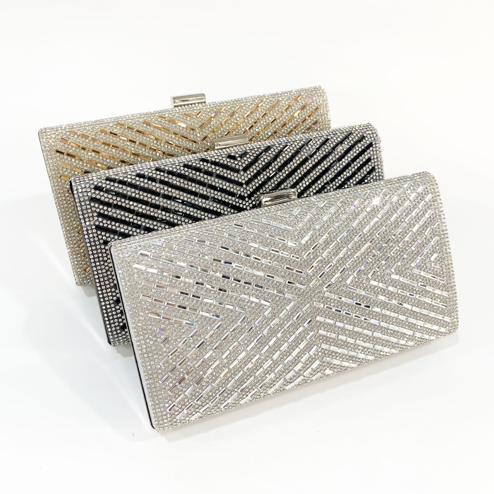 Girl Gold X-Stripe Envelope Clutch Bag, Women's Gold X-Stripe Envelope Evening Clutches Wedding, Prom, And Party Purse- Gold