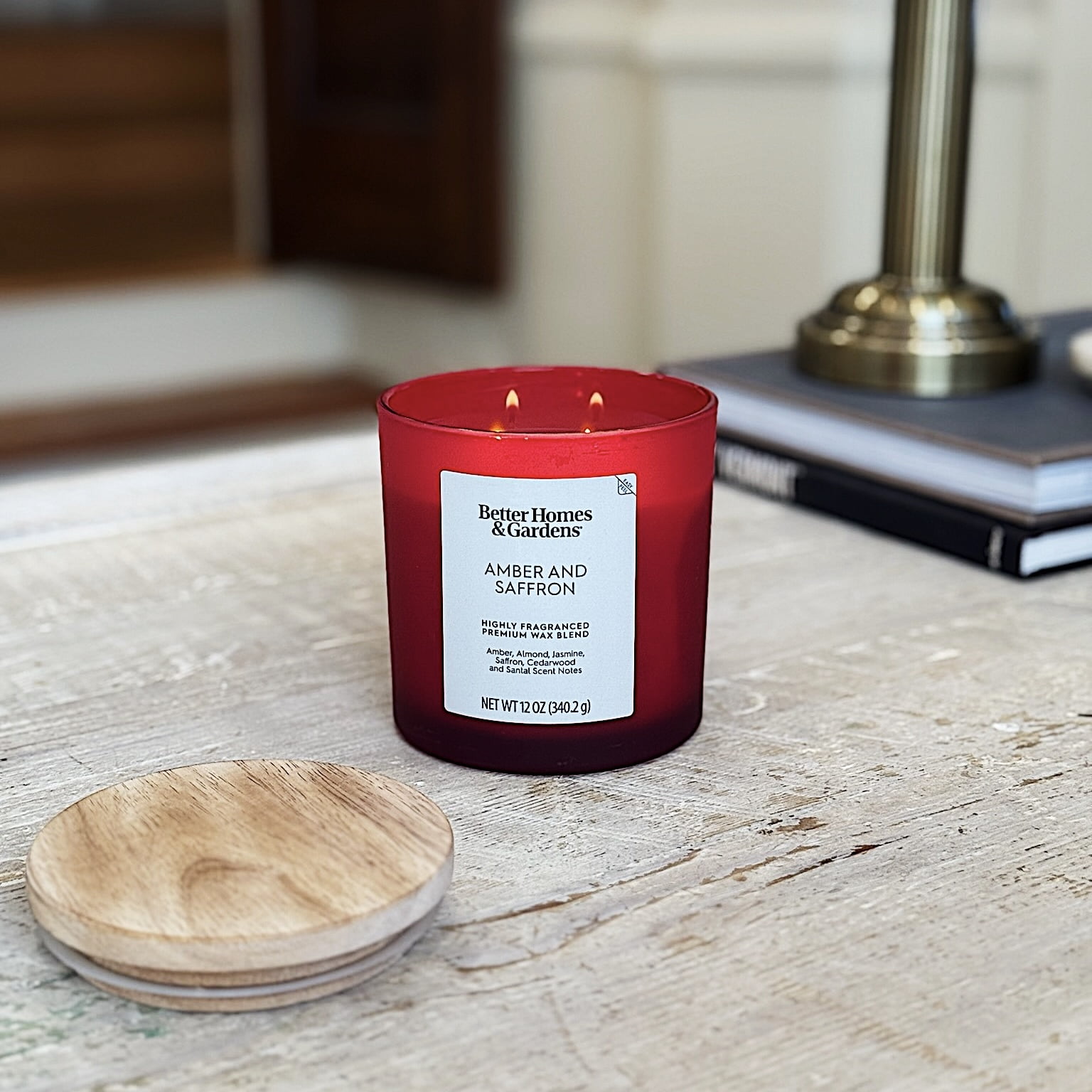 (2 pack) Better Homes and Gardens Amber and Saffron Scented 2-Wick Frosted Jar Candle 12oz.