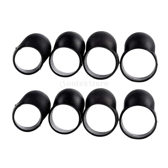 8 piezas de material acero con lengüeta de silicona negra con de silicona para los , accesorios para instrumentos de percusión Sunnimix manga del dedo del tambor de la lengua