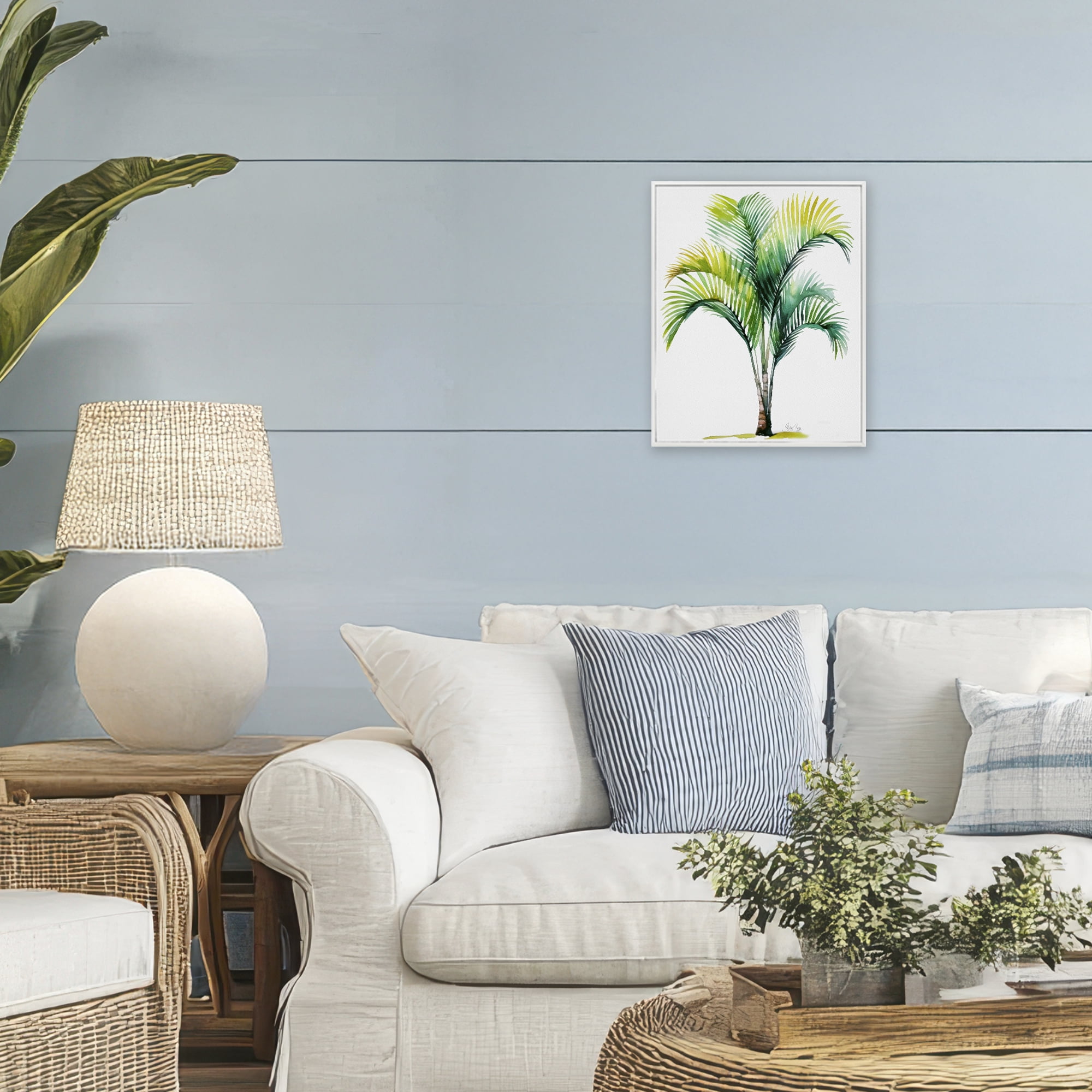 Stupell Industries Coastal Canopy Palm Tree White Framed Giclee Art, design by Shelly Craig