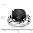 thumbnail image 2 of 925 Sterling Silver Polished Oxidized With 14k Simulated Onyx Ring Size 8 Ring for Women - 6.50 cwt, 2 of 2