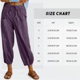 thumbnail image 4 of Womens High Waist Pants Drawstring Waist Wide Leg Cropped Comfort Capris Casual Vacation Trousers with Pockets, Dark Purple, S, 4 of 8