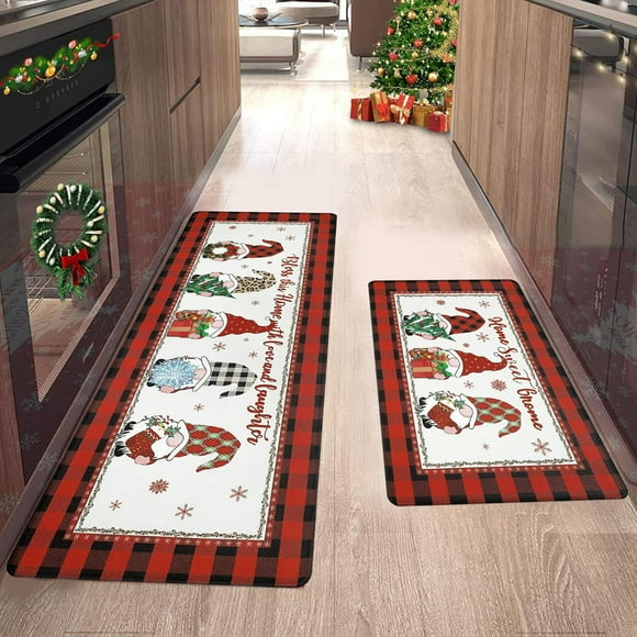 Amzcrzy Rooster Floor Christmas Kitchen Floor Mats Set Of Two Household Bedroom Carpet Doormat Entry Bathroom Doorway Stain Resistants Mats Entry Door Mats Christmas Decorations