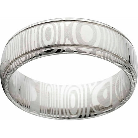 Brushed Damascus Steel Wedding Band With Comfort Fit Design Brushed Damascus Steel Wedding Band With Comfort Fit Design